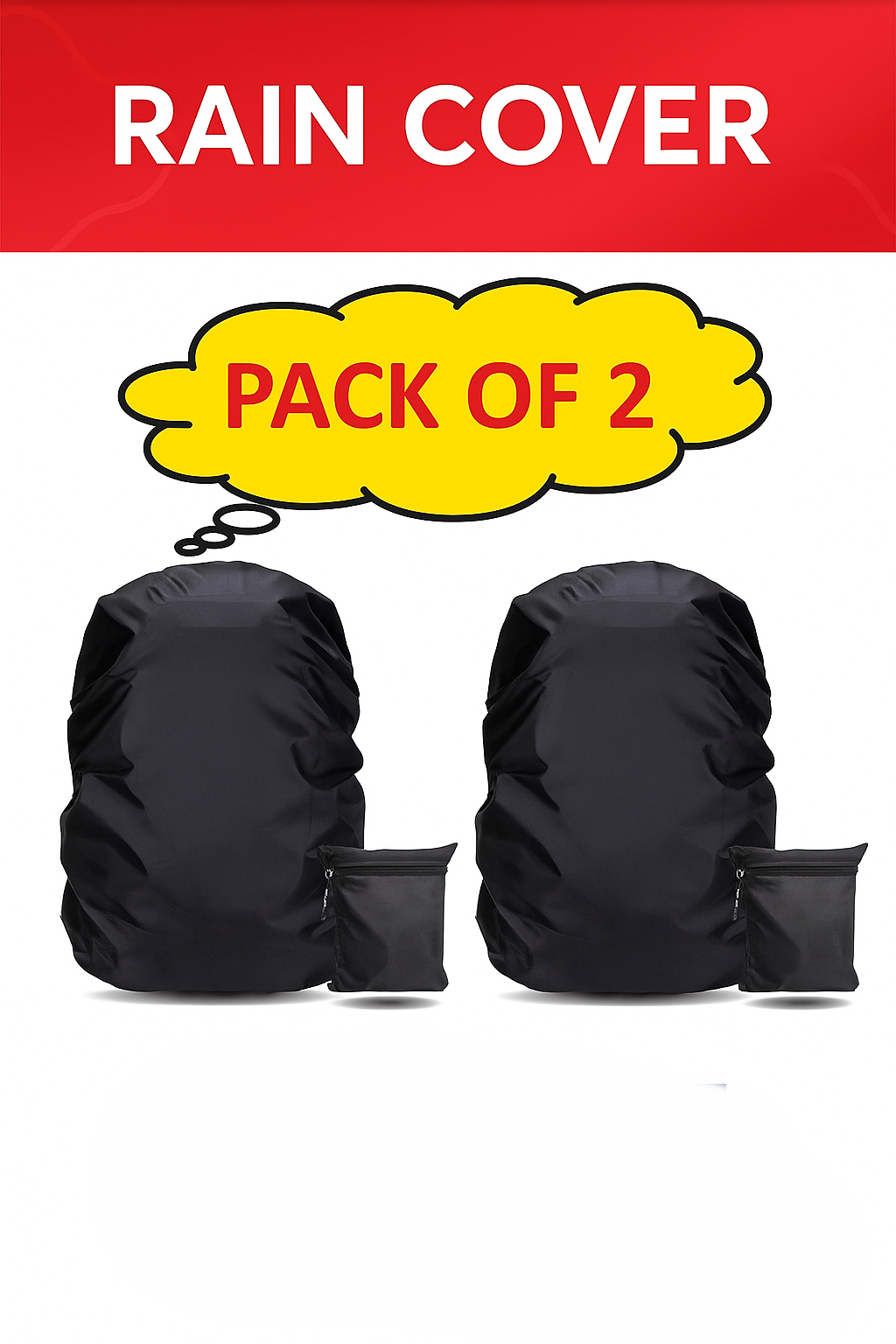 Backpack Rain Cover – Waterproof, Dustproof & Elastic Adjustable | Suitable for School, College, Office, Trekking & Laptop Bags Up to 35 Litres | Includes Carry Pouch