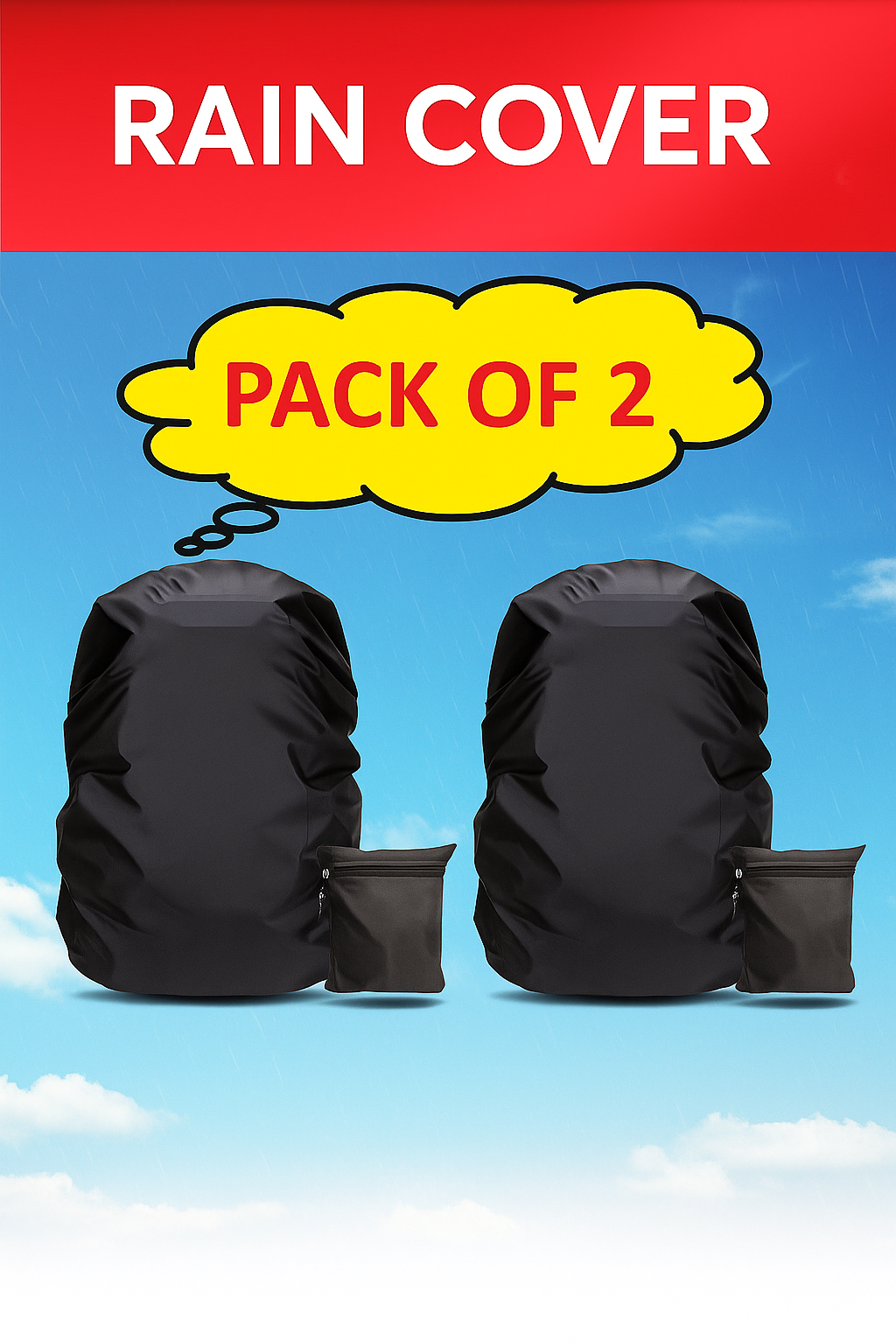 Backpack Rain Cover – Waterproof, Dustproof & Elastic Adjustable | Suitable for School, College, Office, Trekking & Laptop Bags Up to 35 Litres | Includes Carry Pouch