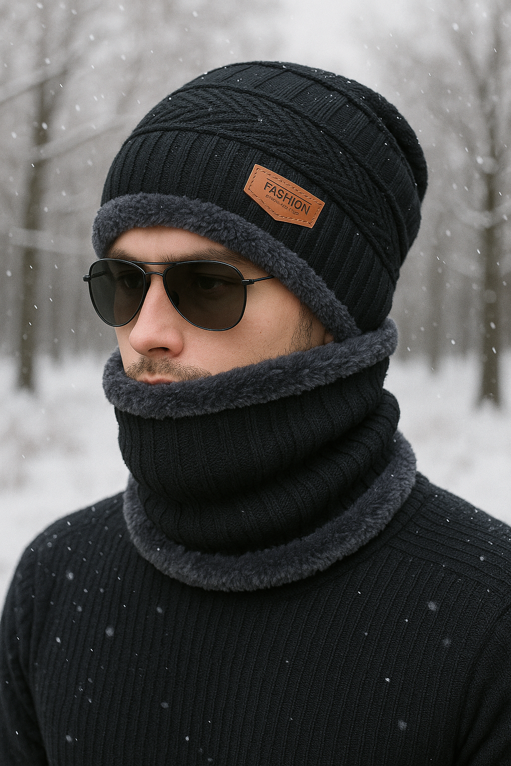 WinterShield™ Ultra-Warm Knitted Beanie + Fleece Neck Warmer Combo | Unisex | Thermal Winter Protection Set