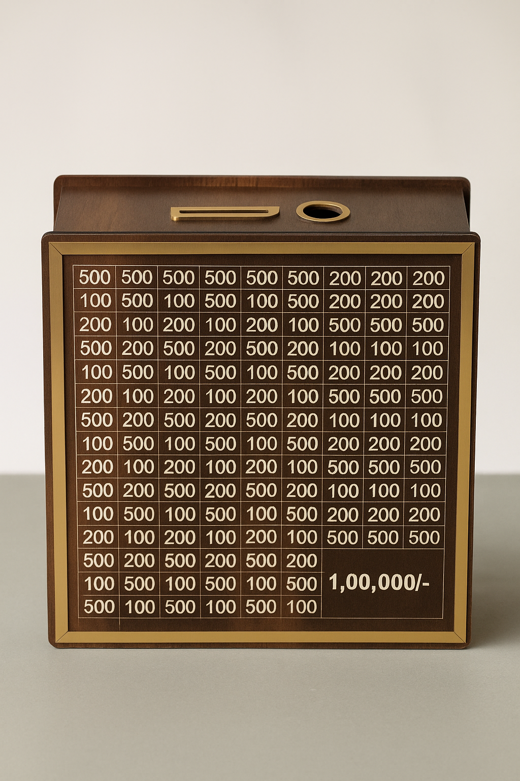 Wooden Money Saving Box for ₹1 Lakh Target – Marker Included