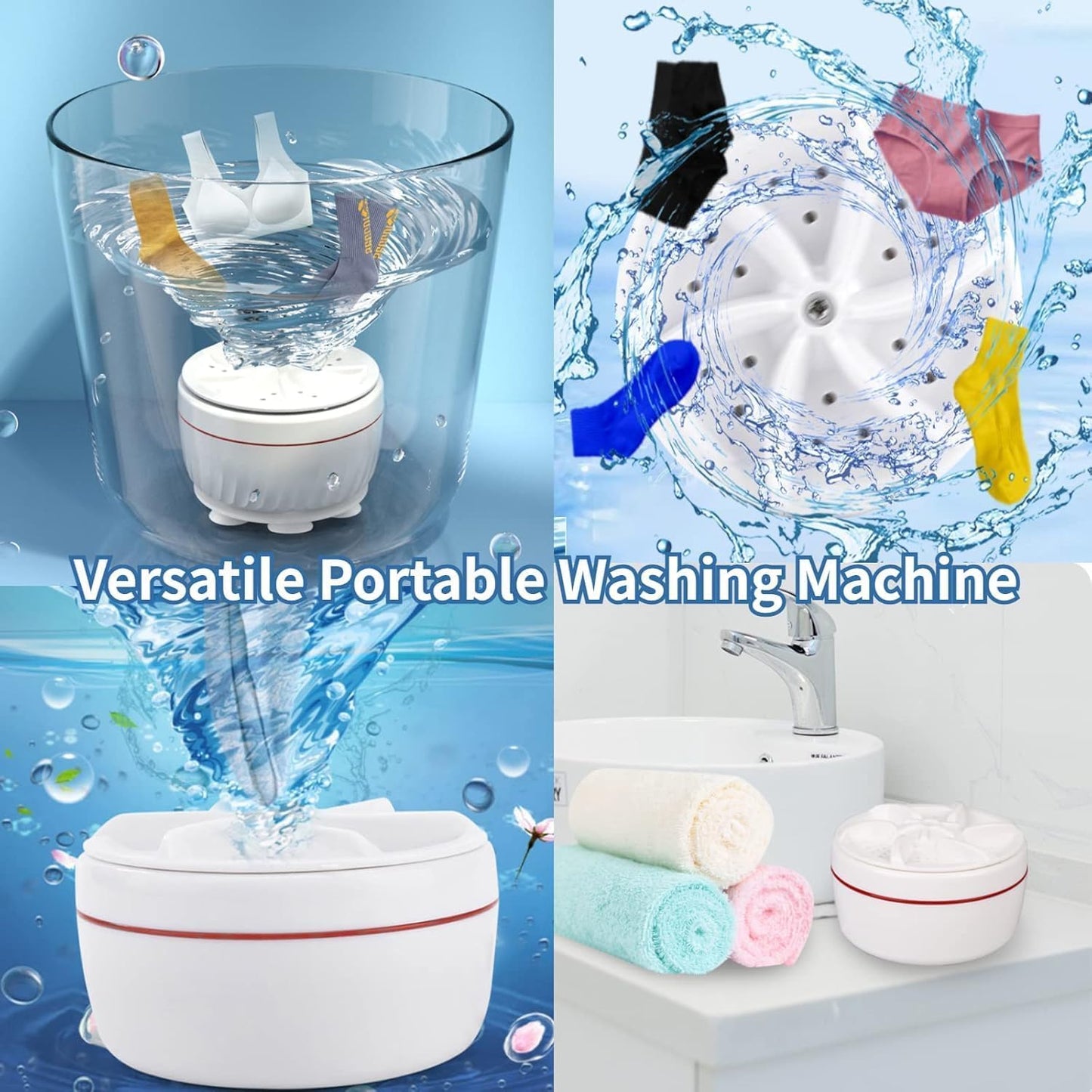 🌀 Turbine Wash System – Portable Mini Washing Machine