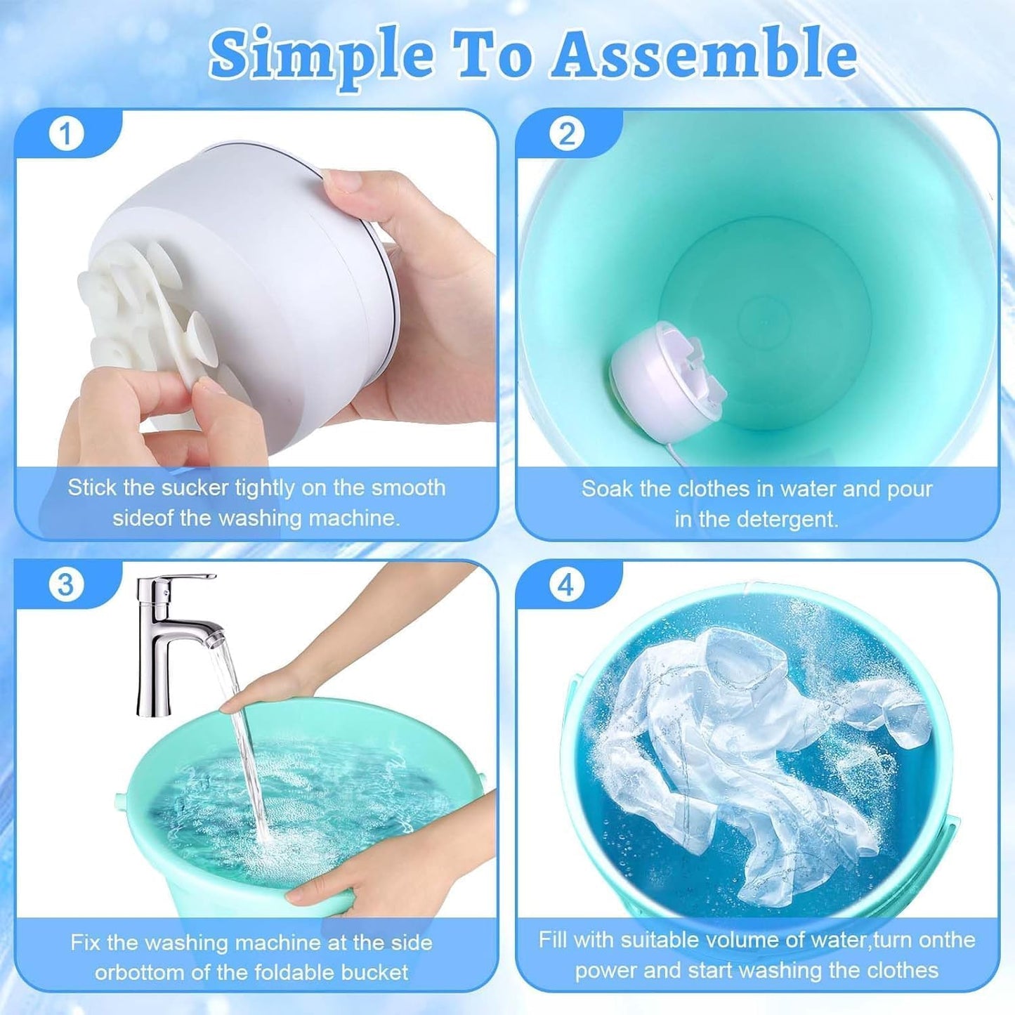 🌀 Turbine Wash System – Portable Mini Washing Machine