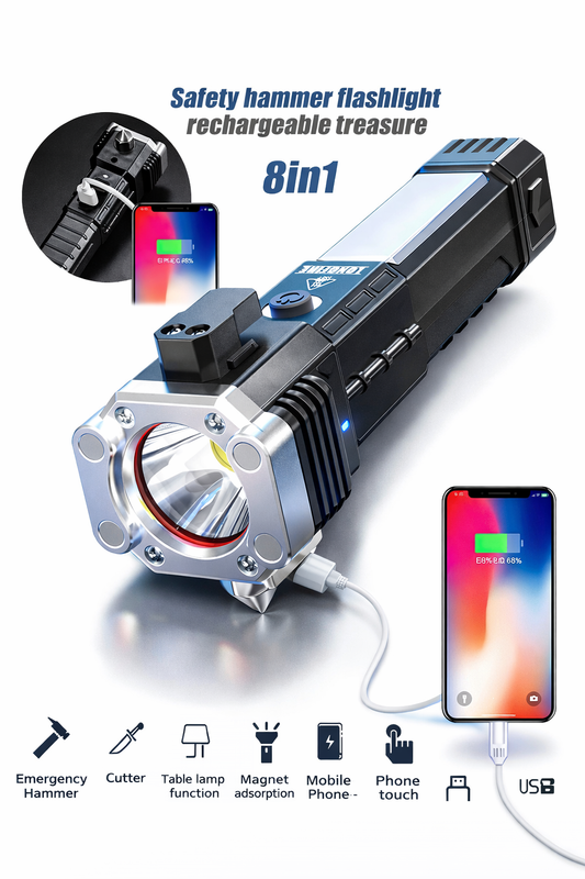 "ThunderStrike 8-in-1 Safety Hammer Flashlight"