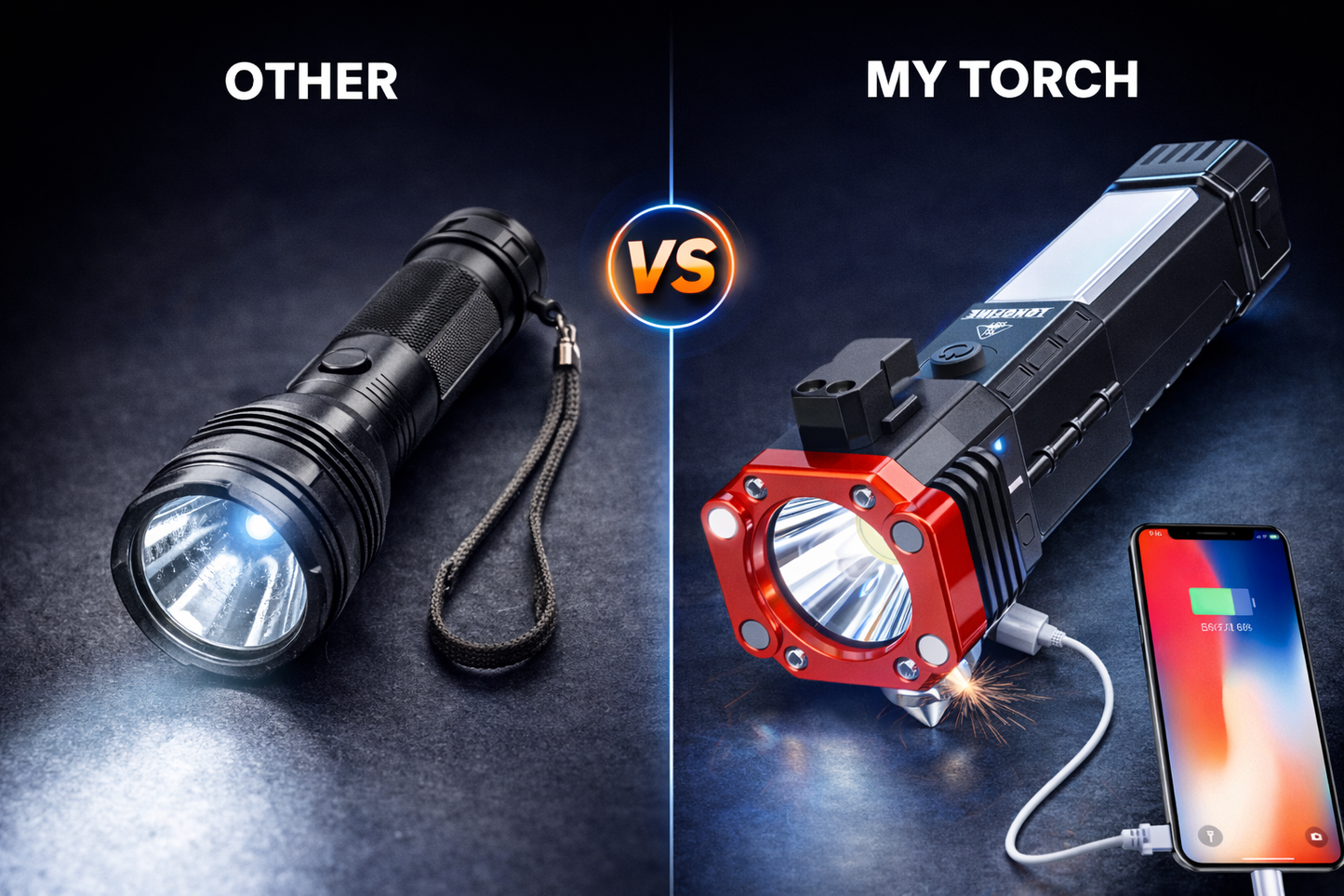 "ThunderStrike 8-in-1 Safety Hammer Flashlight"
