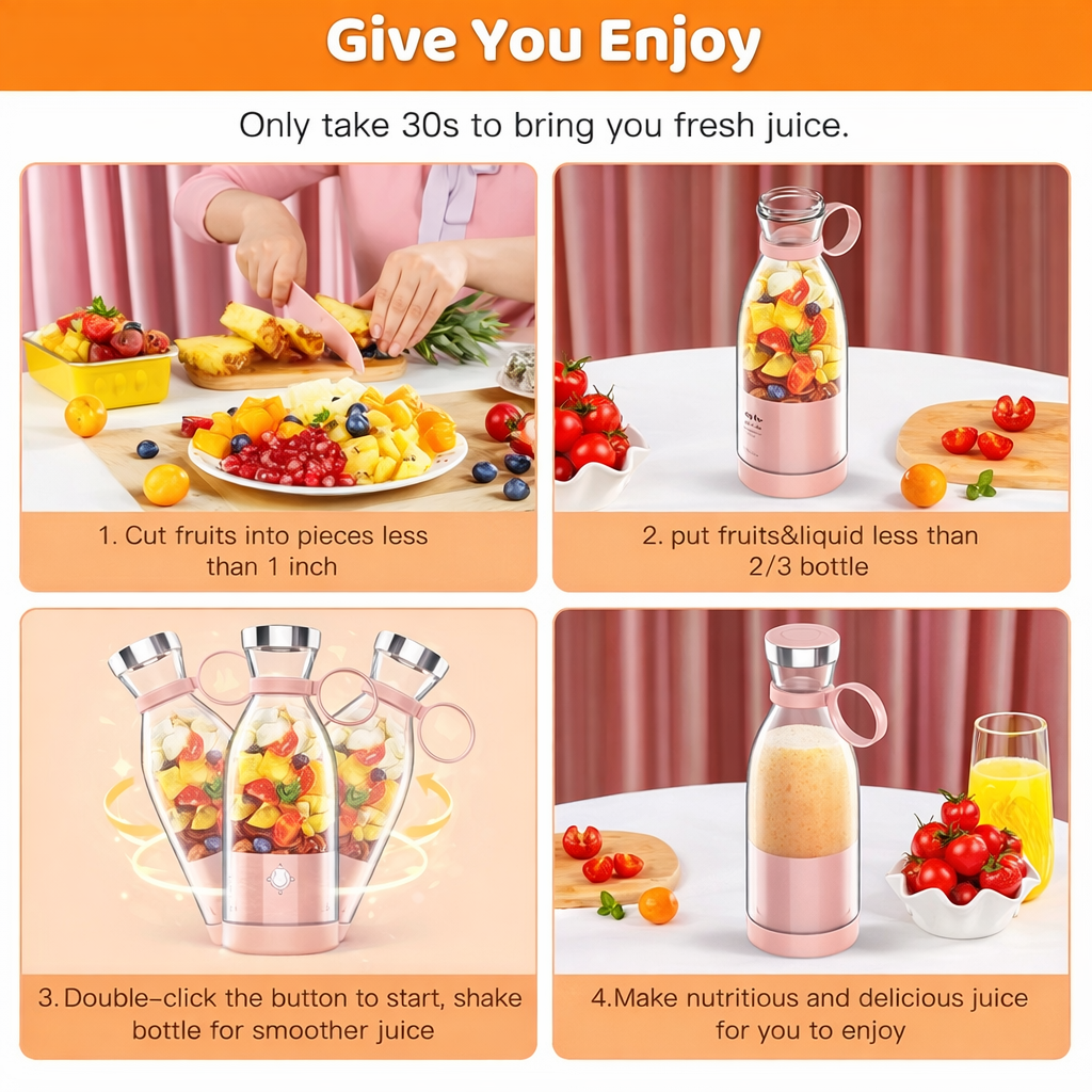 🍓 Portable Mini Blender – Fresh Juice Anywhere, Anytime!
