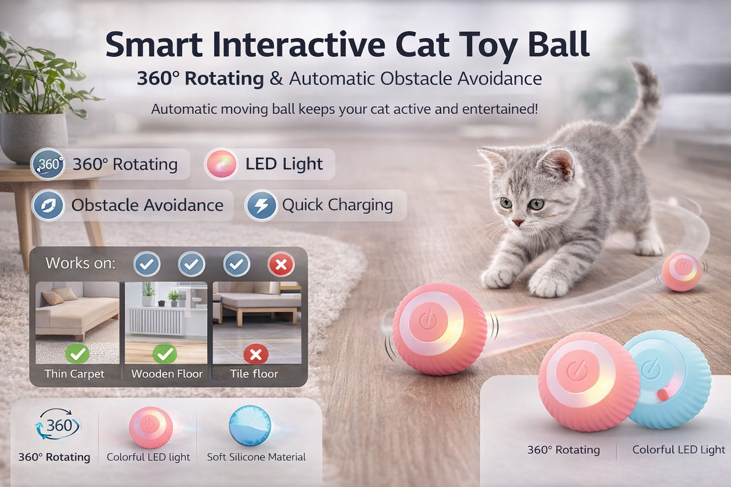 🐾 Smart Interactive Cat Toy Ball – Endless Fun for Your Pet! 🎾