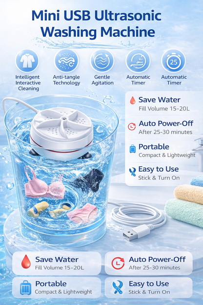 🌀 Turbine Wash System – Portable Mini Washing Machine