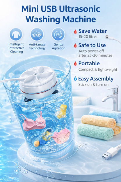 🌀 Turbine Wash System – Portable Mini Washing Machine