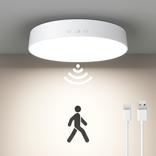 LED Motion Sensor Night Lamp – USB Rechargeable, Cordless, Stick-On Light for Hallways, Bedrooms & More  (Pack of 2, Warm White)