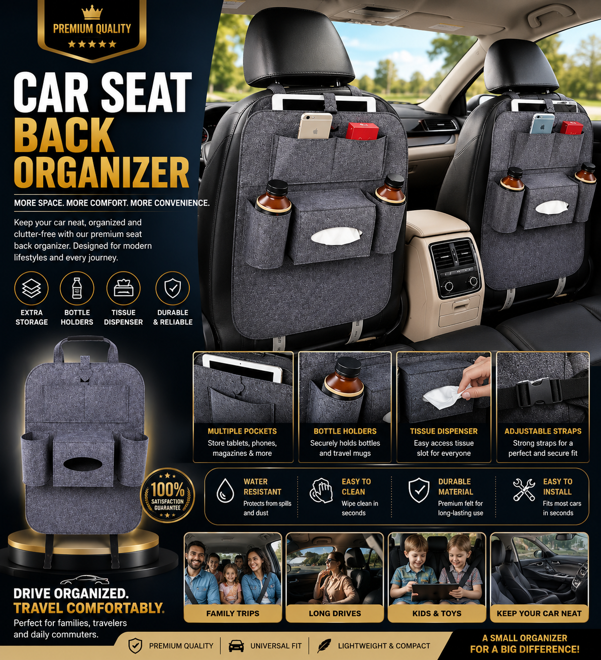 💎🚗 Ultimate Car Organizer – Pack of 2 | More Space, Less Clutter