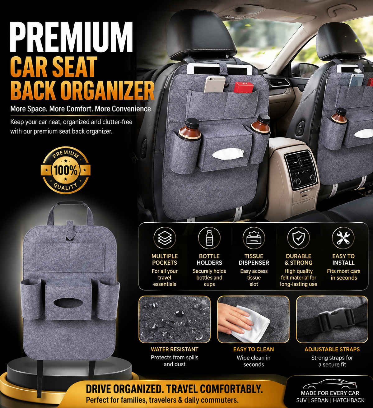 💎🚗 Ultimate Car Organizer – Pack of 2 | More Space, Less Clutter