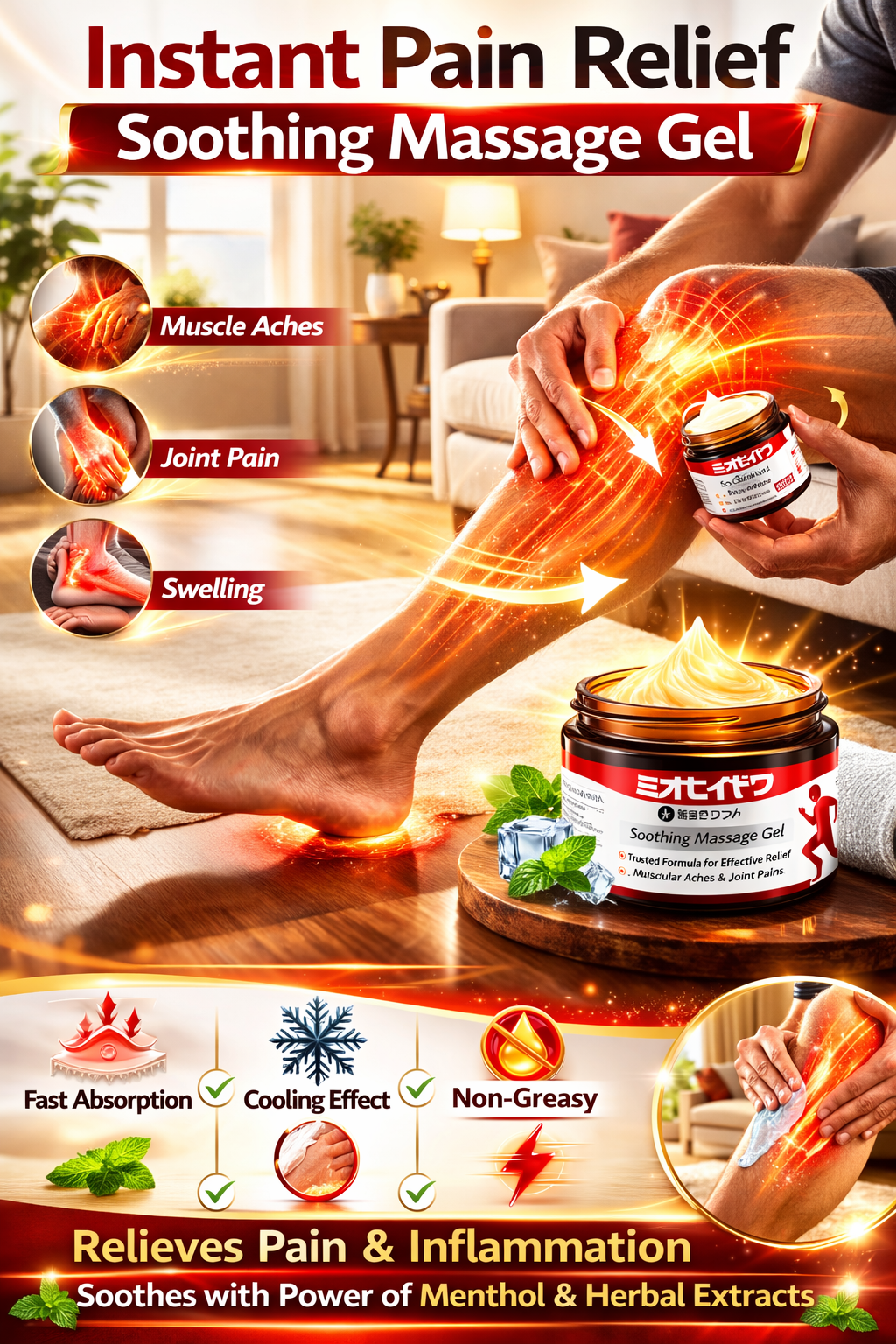 Instant Pain Relief Soothing Massage Gel (Pack of 2)