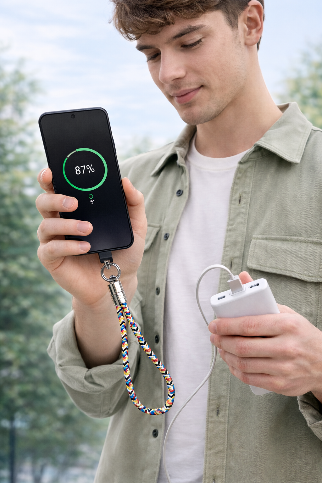 2-in-1 USB Charging Cable Lanyard with 60W Fast Charging | Neck/Wrist Phone Strap – Outdoor Ready