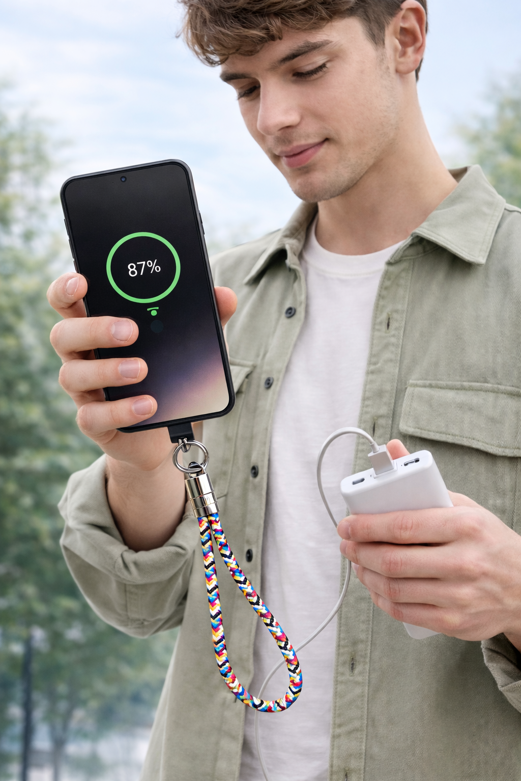 2-in-1 USB Charging Cable Lanyard with 60W Fast Charging | Neck/Wrist Phone Strap – Outdoor Ready