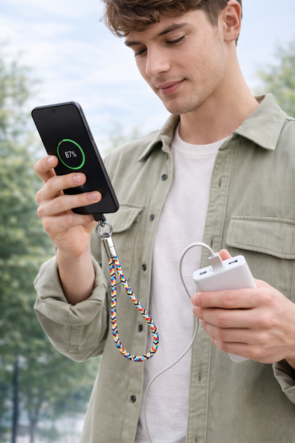 2-in-1 USB Charging Cable Lanyard with 60W Fast Charging | Neck/Wrist Phone Strap – Outdoor Ready