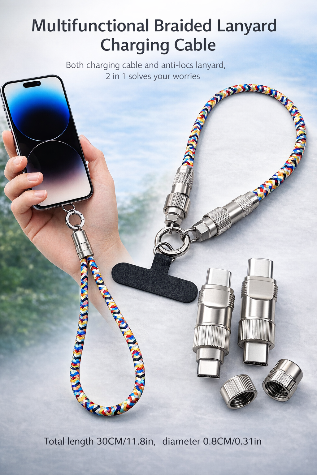 2-in-1 USB Charging Cable Lanyard with 60W Fast Charging | Neck/Wrist Phone Strap – Outdoor Ready