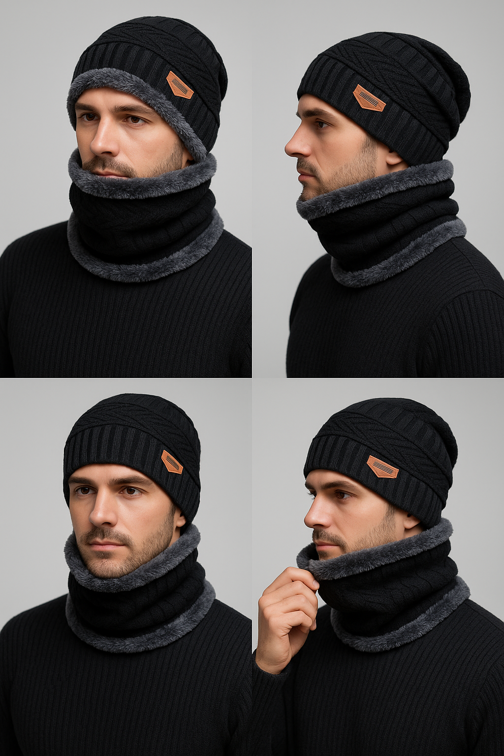 WinterShield™ Ultra-Warm Knitted Beanie + Fleece Neck Warmer Combo | Unisex | Thermal Winter Protection Set
