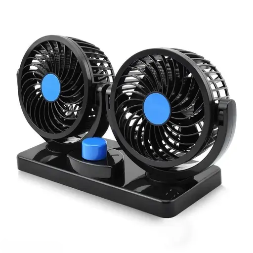 12V Dual Head Car Fan – Powerful 2-Speed Dashboard Cooling with 360° Rotation | Electric Auto Air Circulator for All Vehicles