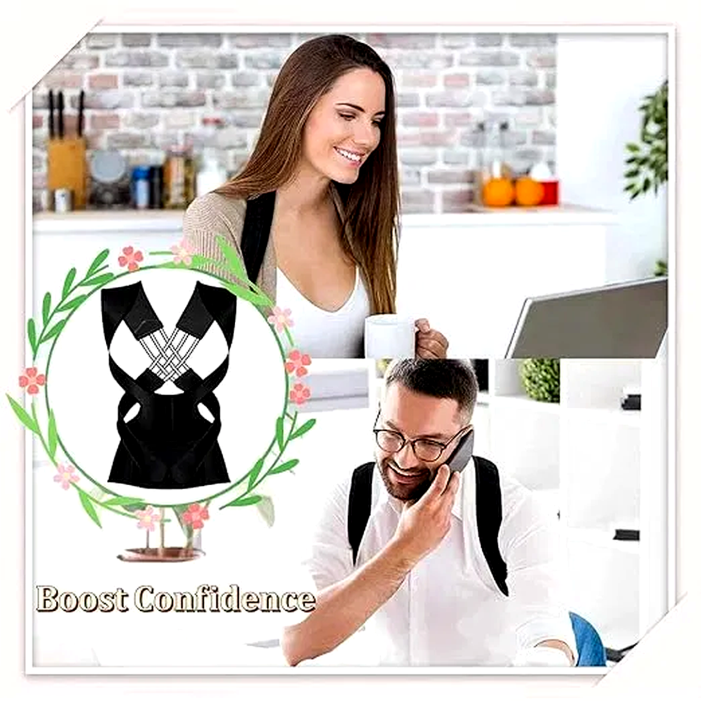 Back Brace Posture Corrector for Men and Women - Adjustable Shoulder Straightener with Waist Support Belt, Invisible Under Clothes, Hunchback & Back Pain Relief