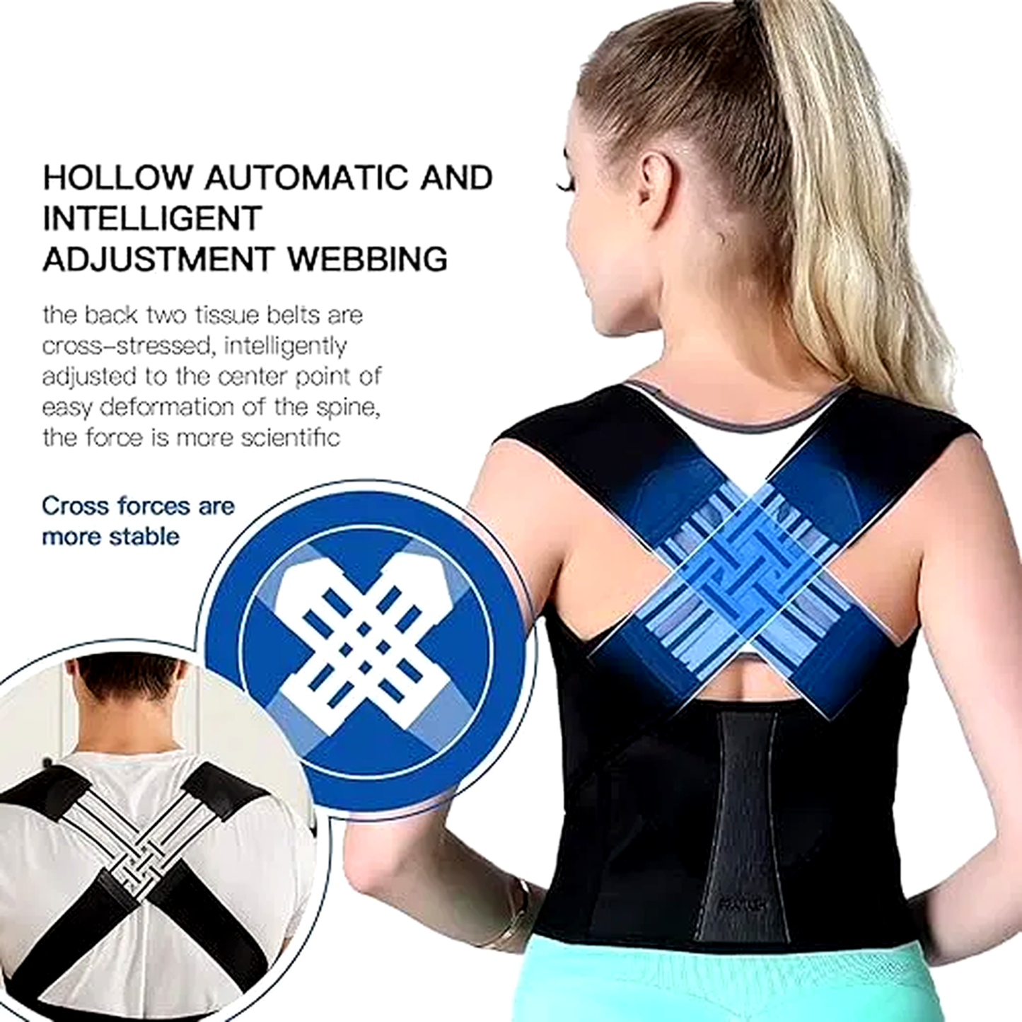 Back Brace Posture Corrector for Men and Women - Adjustable Shoulder Straightener with Waist Support Belt, Invisible Under Clothes, Hunchback & Back Pain Relief